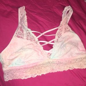 VS Pink Lace up Bralette